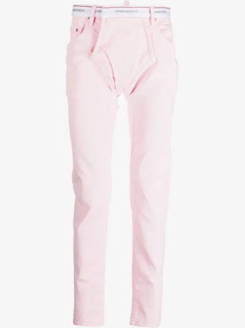 DSQUARED2 pantalones rectos con detalle de pretina de ropa interior