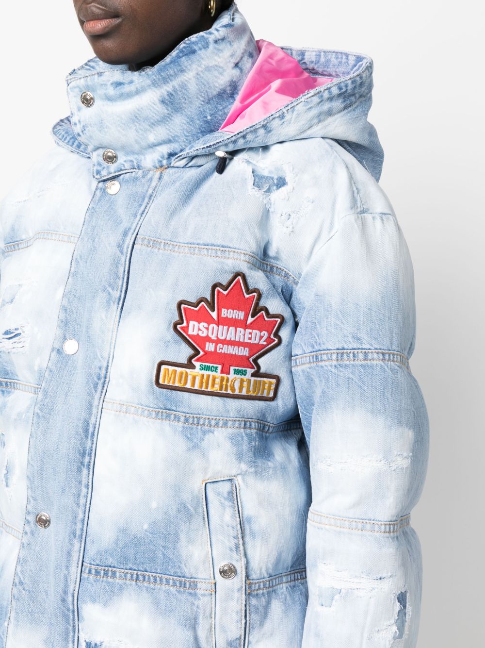 Shop Dsquared2 Logo-patch Distressed Puffer Jacket In Blue