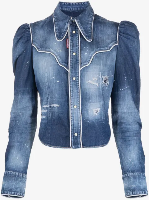 DSQUARED2 distressed Western-style shirt