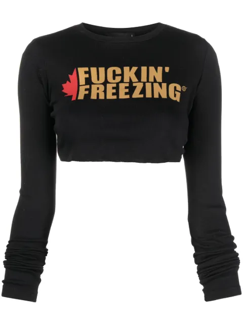DSQUARED2 slogan-print long-sleeve cropped T-shirt