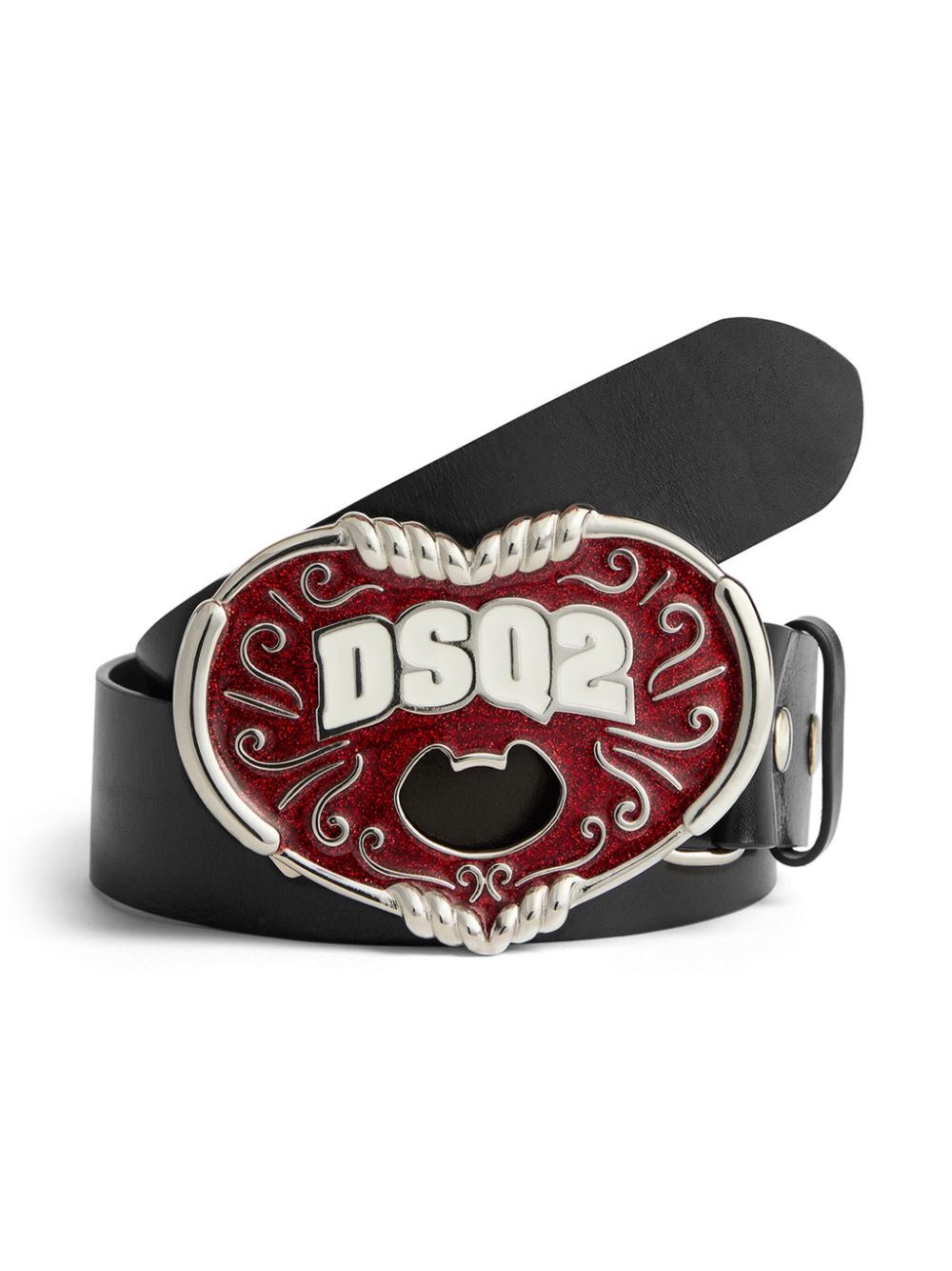 Dsquared2 Leren riem met logoplakkaat Zwart