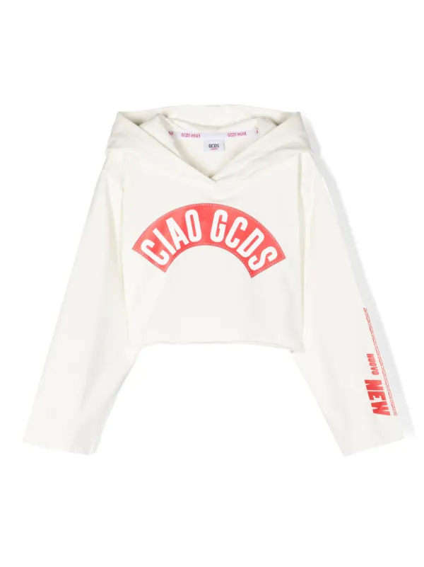 Red and white cropped hoodie store