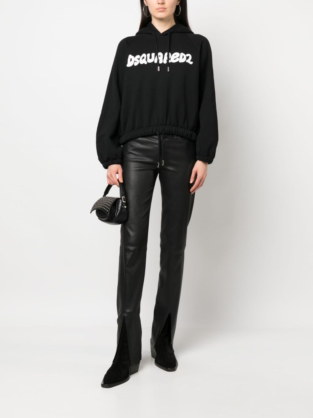 Shop Dsquared2 Logo-print Long-sleeve Hoodie In Black