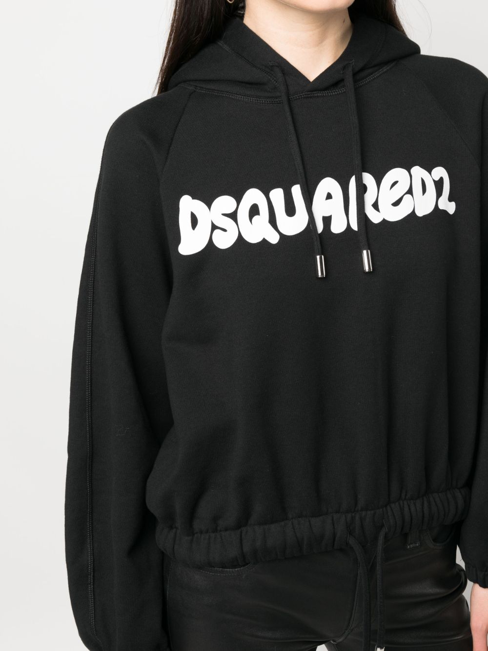 Shop Dsquared2 Logo-print Long-sleeve Hoodie In Black