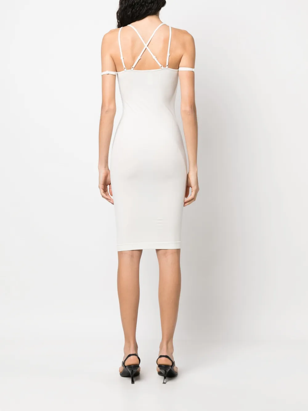 Andreädamo Jersey Double Straps Midi Dress In Nude