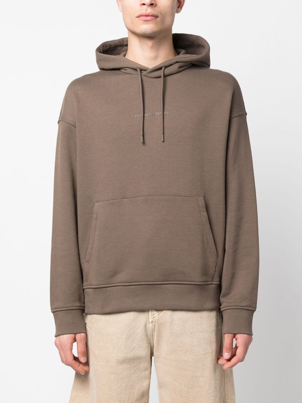 Emporio Armani logo-stamp Cotton Hoodie - Farfetch