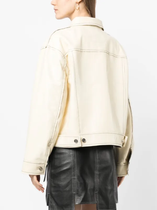 Oversized white leather outlet jacket