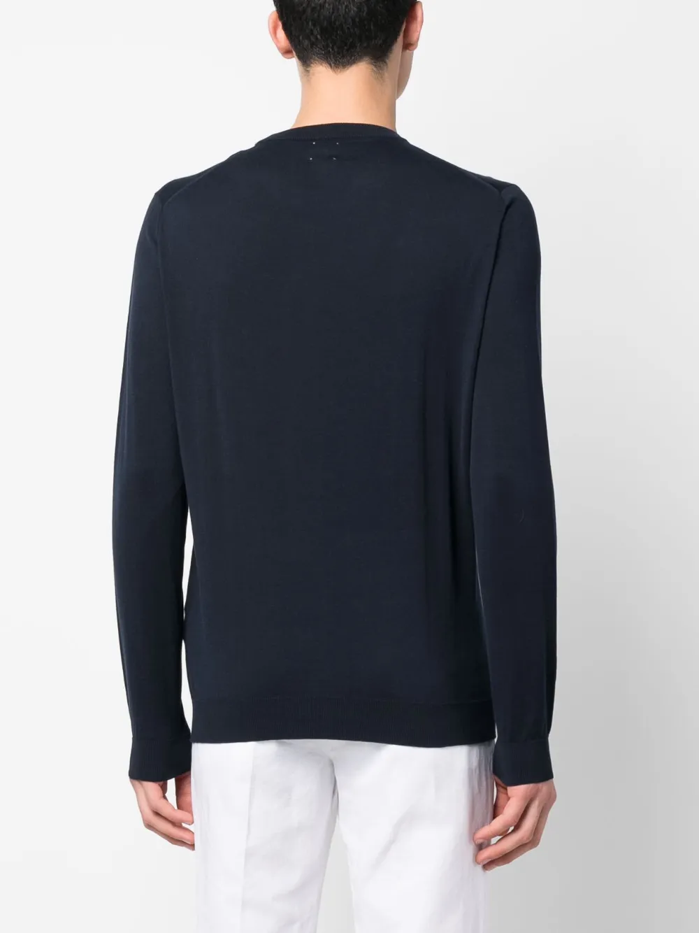 Eleventy Ribbed High Neck Knit Contrast Neckline In Blue