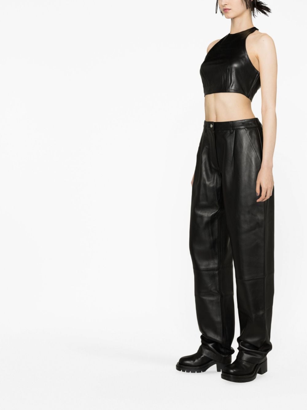 Shop Mainless Sleeveless Cropped Top In Black