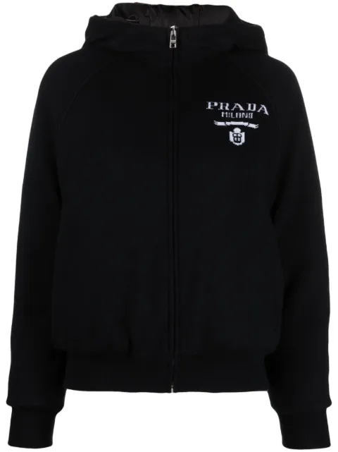 Prada chamarra con logo en intarsia 