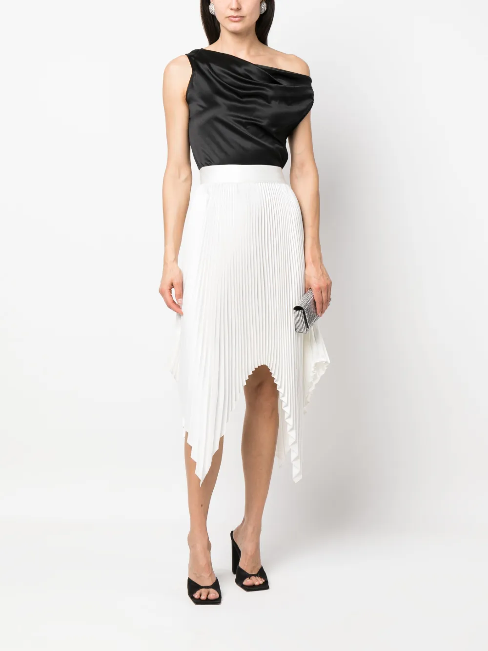 STYLAND Asymmetrische plooirok - Wit