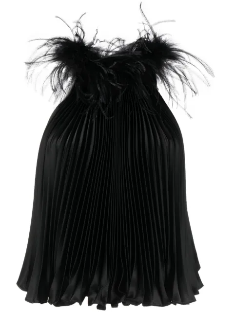 STYLAND feathered-collar pleated top