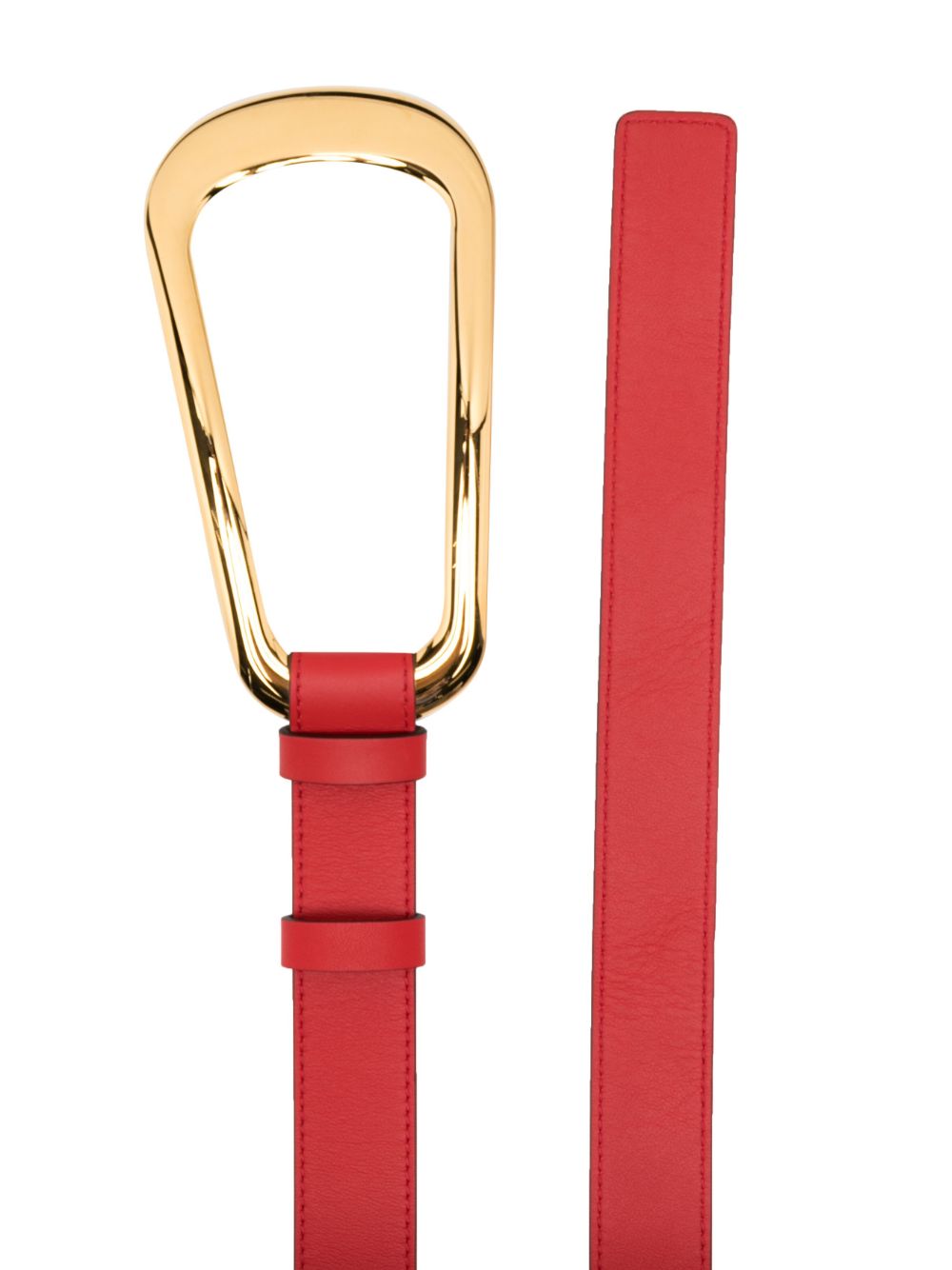 Shop Michael Kors Organic Buckle Loop Leather Belt In Rot