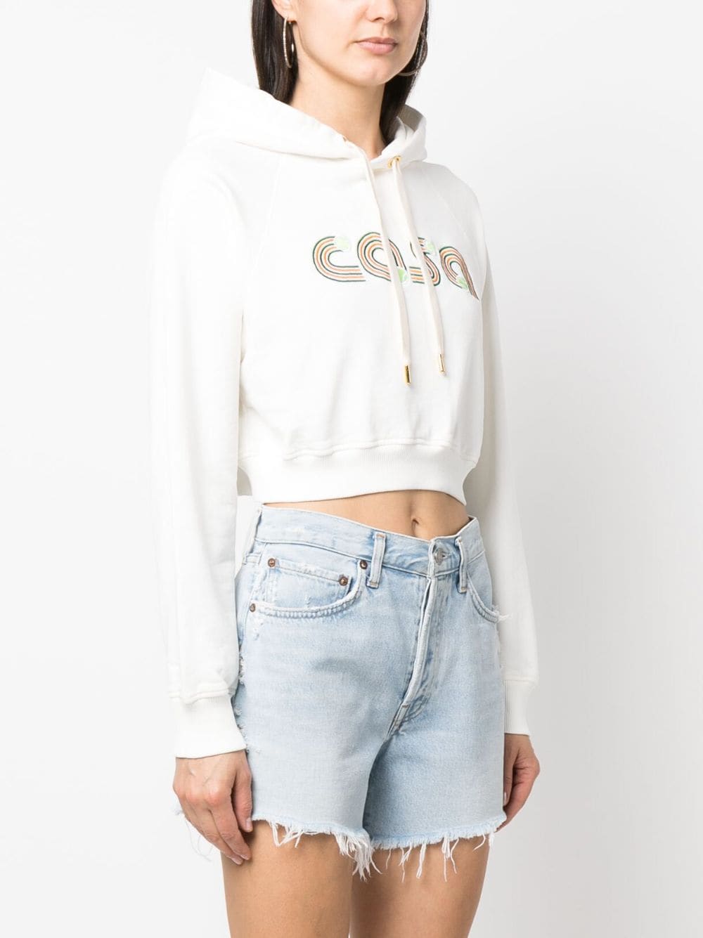 Shop Casablanca Embroidered-logo Drawstring Hoodie In White