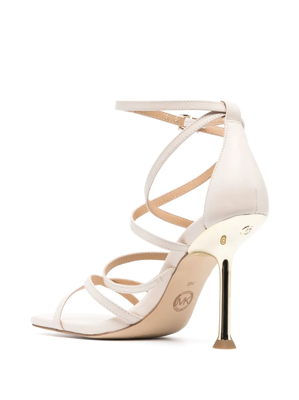 Shop Michael Kors Imani 100mm Leather Sandals In Neutrals