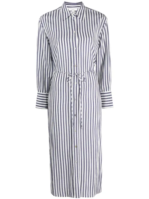 Vince striped belted midi shirt dress