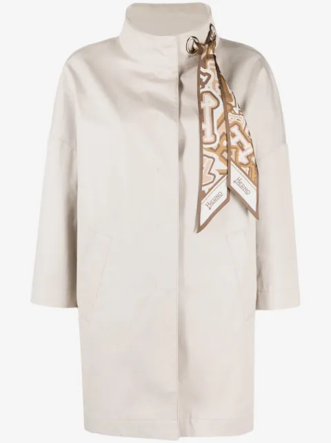 Herno scarf-embellished parka coat