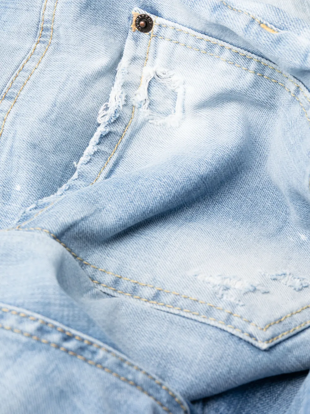 Distressed-Finish Tapered-Leg Jeans