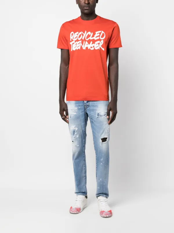 DSQUARED2 ダメージ テーパードジーンズ | ブルー | FARFETCH JP