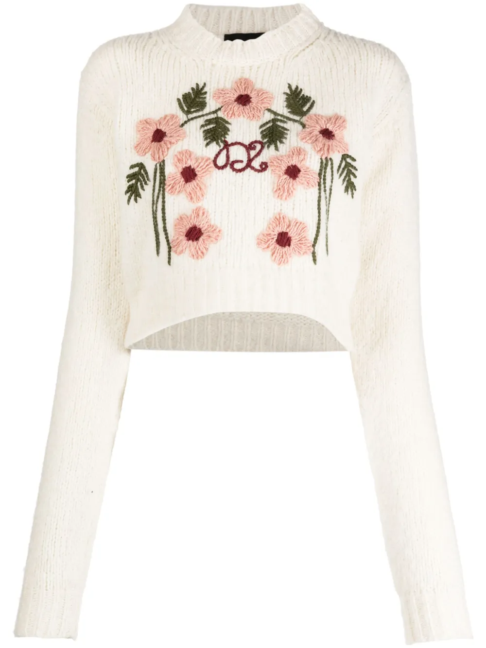 Dsquared2 Trui met geborduurde bloemen Beige