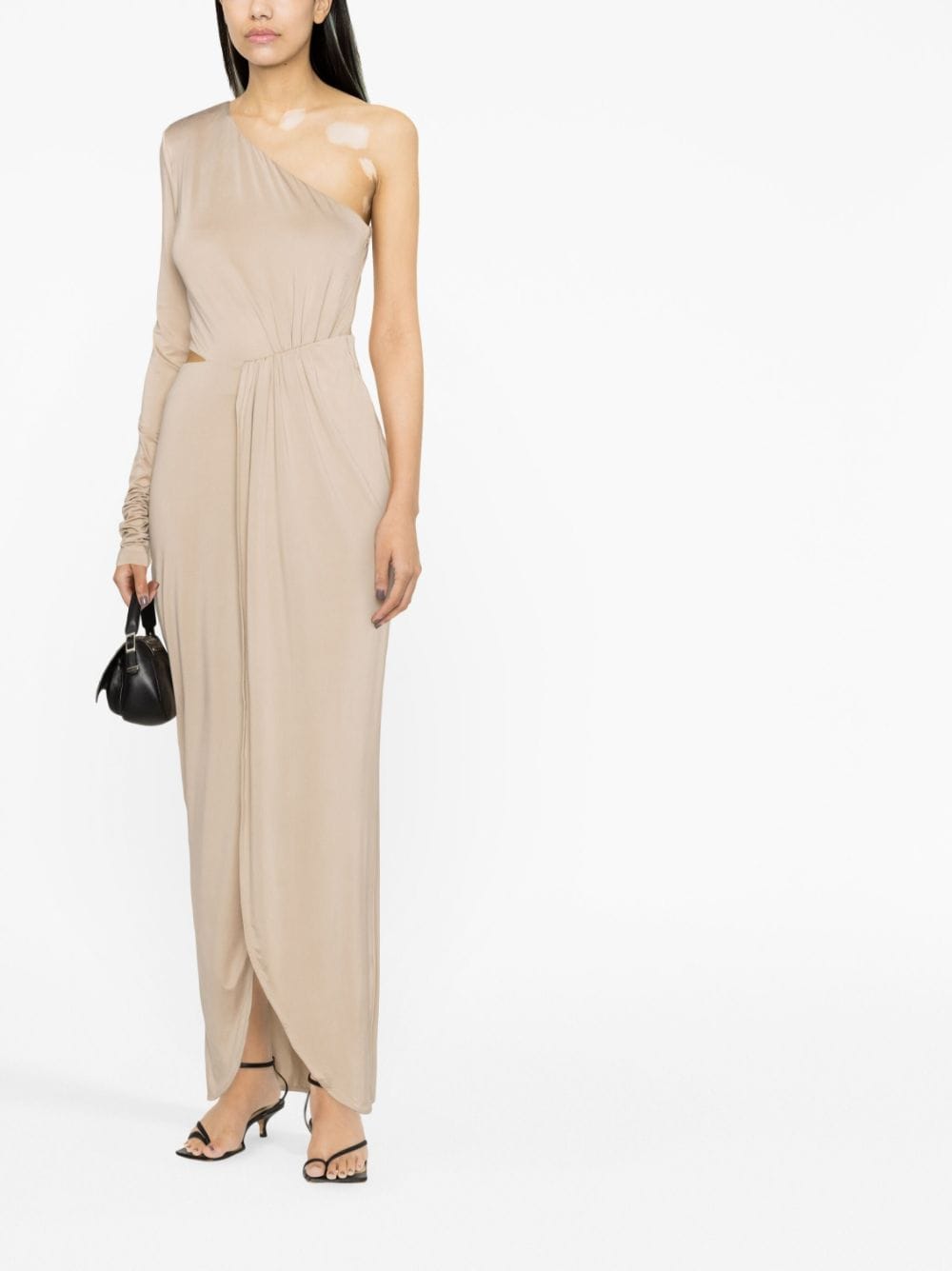 Shop Gauge81 Suani One-shoulder Cut-out Dress In Neutrals