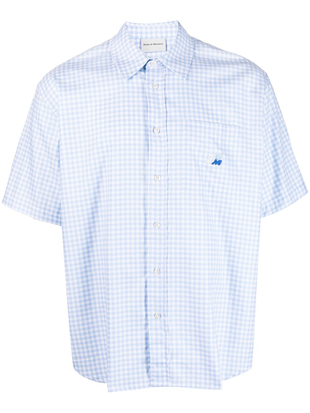 Drôle De Monsieur Embroidered-logo Check-pattern Shirt In Blau
