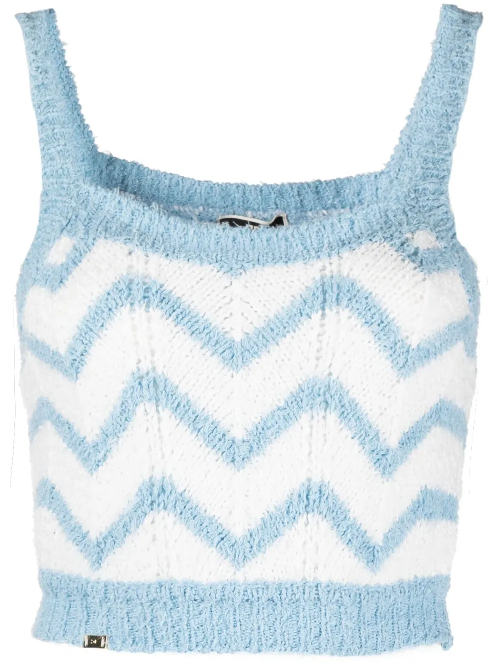 Elisabetta Franchi Zigzag Pattern Knitted Top In Blue | ModeSens