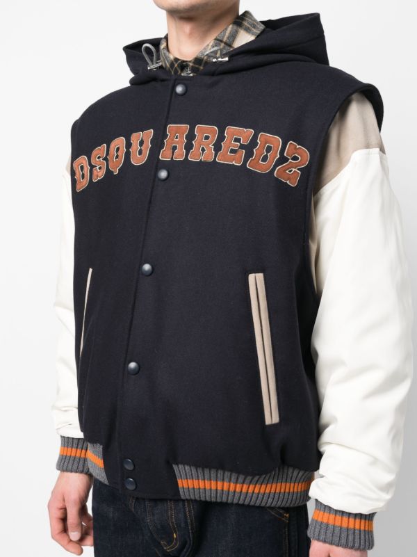 Hooded varsity jacket on sale mens