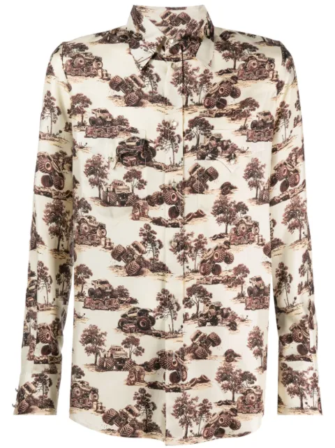 DSQUARED2 monster truck-print silk shirt