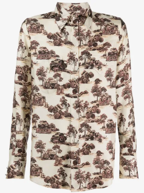 DSQUARED2 monster truck-print silk shirt
