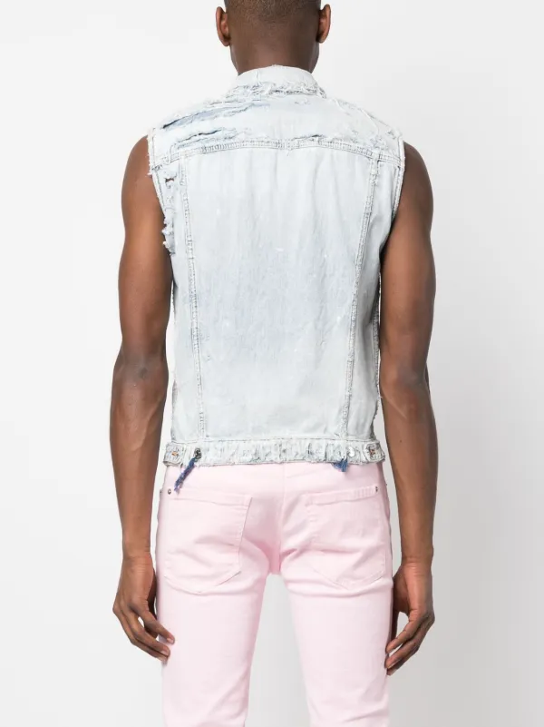 White sleeveless outlet denim vest