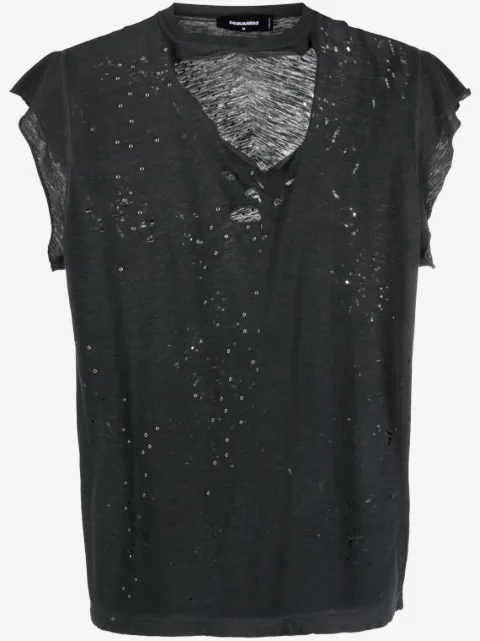 DSQUARED2 distressed-finish raw-cut T-shirt