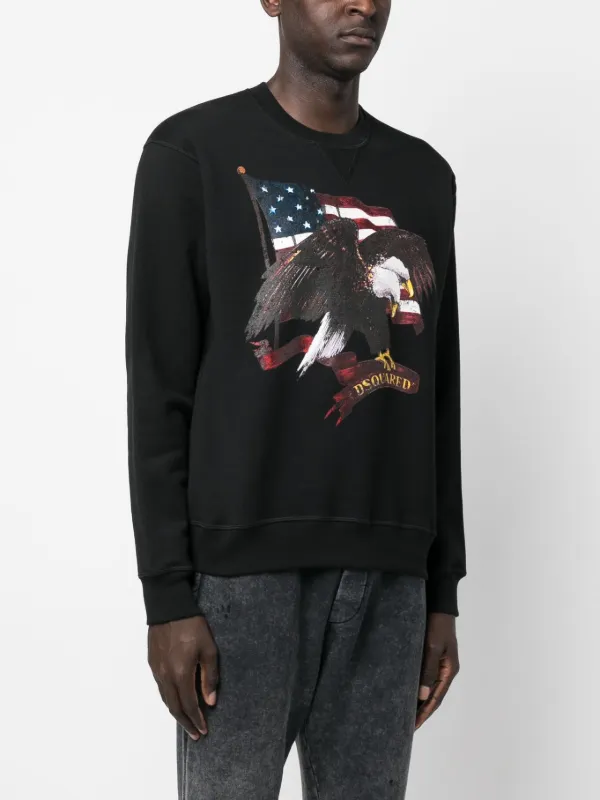 DSQUARED2 graphic print Cotton Sweatshirt Black FARFETCH AO