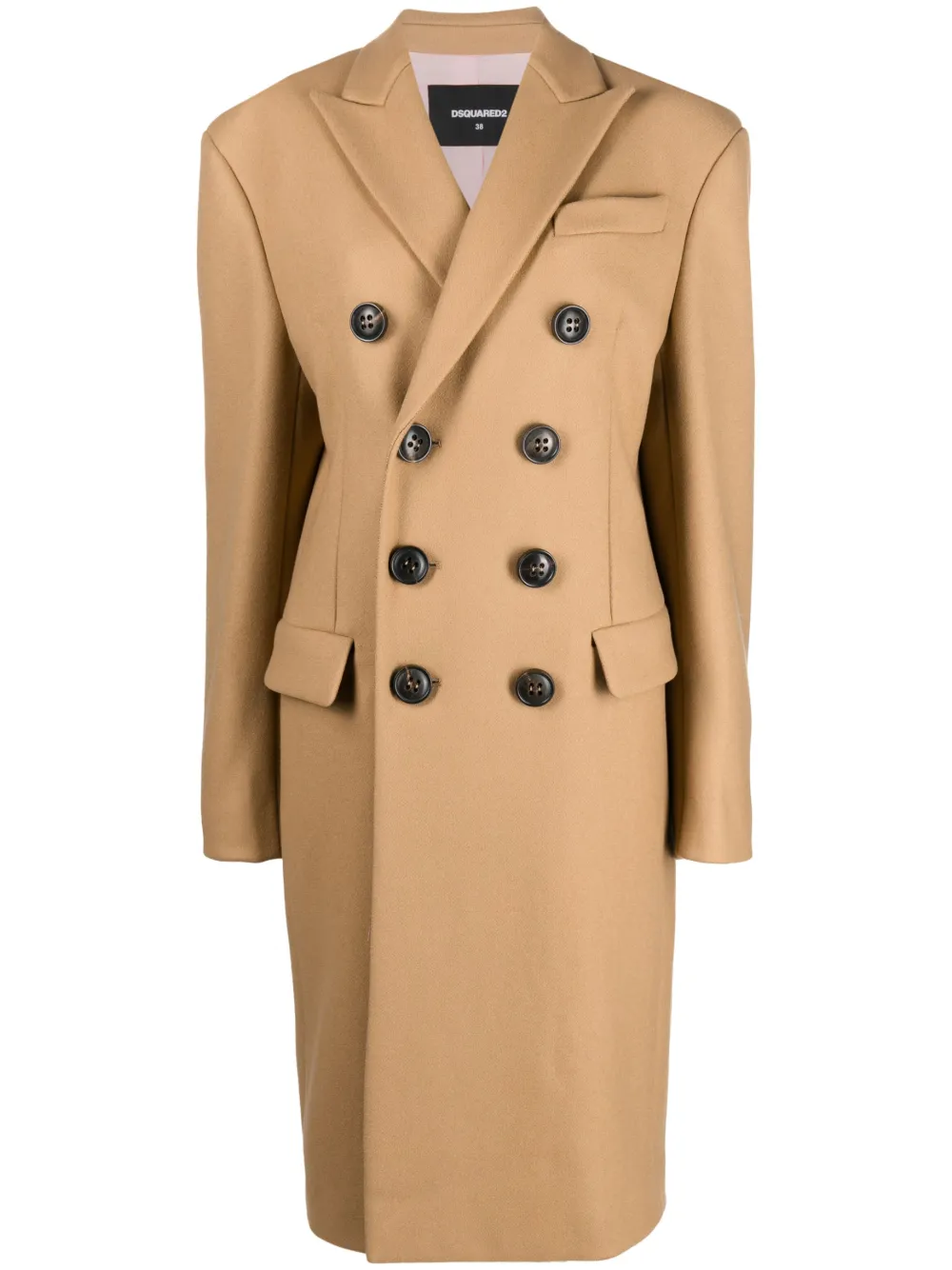 double-breasted long-sleeve trench coat