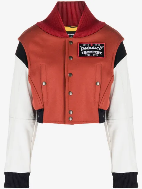 DSQUARED2 logo-patch panelled bomber jacket