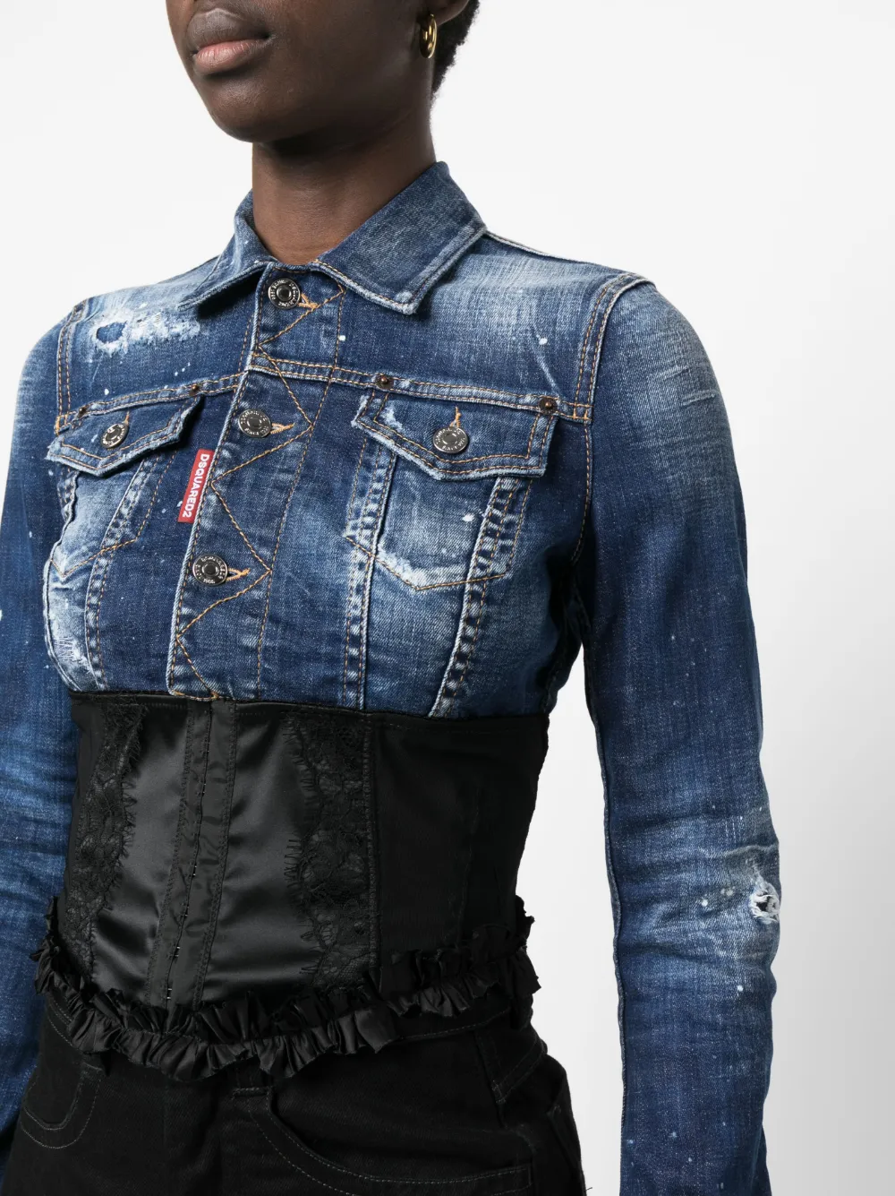 Dsquared2 Blue Distressed Shirt Collar Jacket In Blue