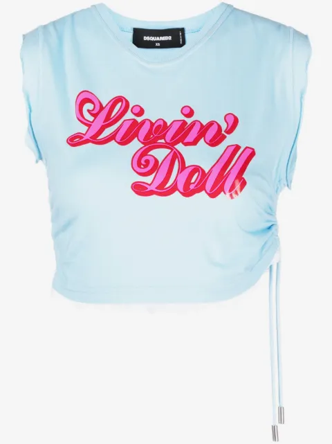 DSQUARED2 logo-print cropped T-shirt