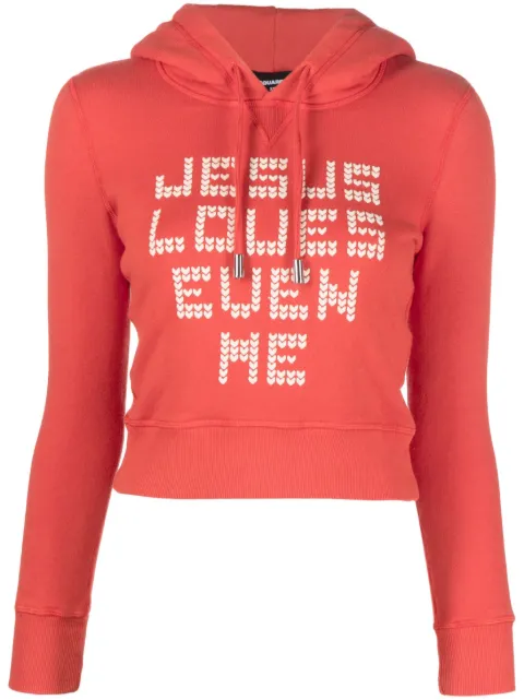 DSQUARED2 slogan-print drawstring hoodie