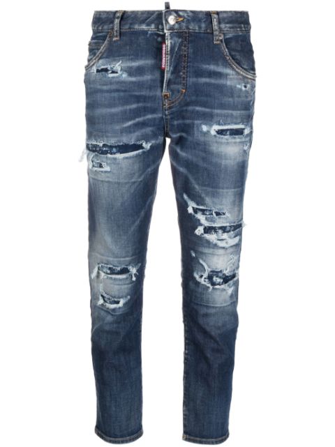 DSQUARED2 distressed logo-patch cropped jeans Women