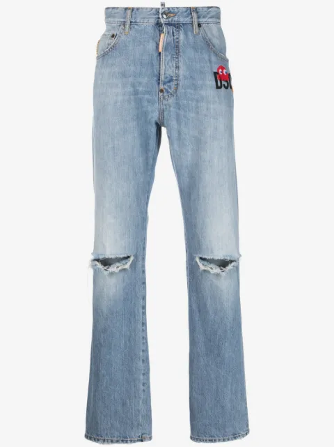 DSQUARED2 logo-print bootcut jeans