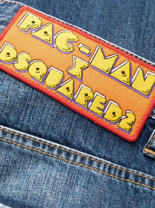 デニム・ジーパン Dsquared2 Crop Jeans DSQUARED2 RUNWAY STRAIGHT DISTRESSED CROPPED JEAN BLACK 