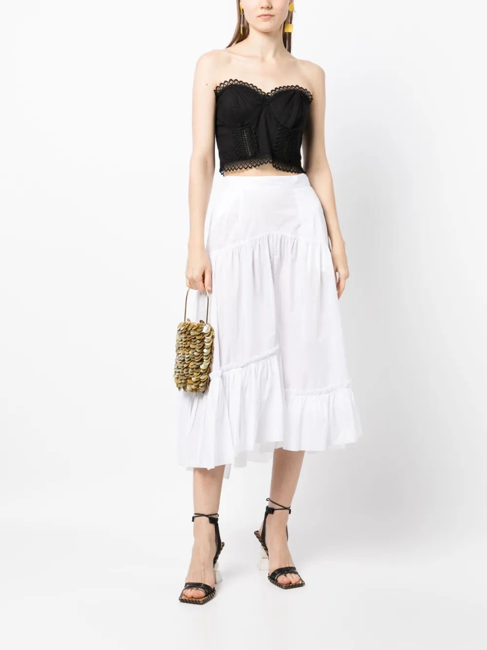 Ermanno Scervino Rok met ruches - Wit
