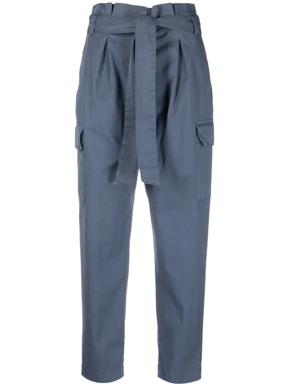 Peserico tie-fastening cropped cotton trousers - Blue