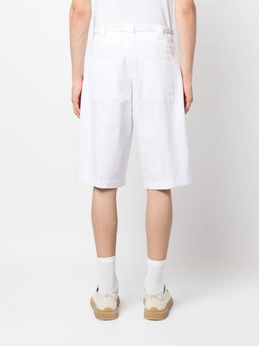 Shop Drôle De Monsieur Twill Bermuda Shorts In White