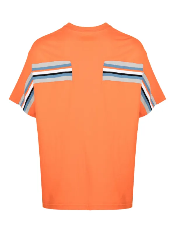 Facetasm stripe-detail Cotton T-shirt | Orange | FARFETCH IN