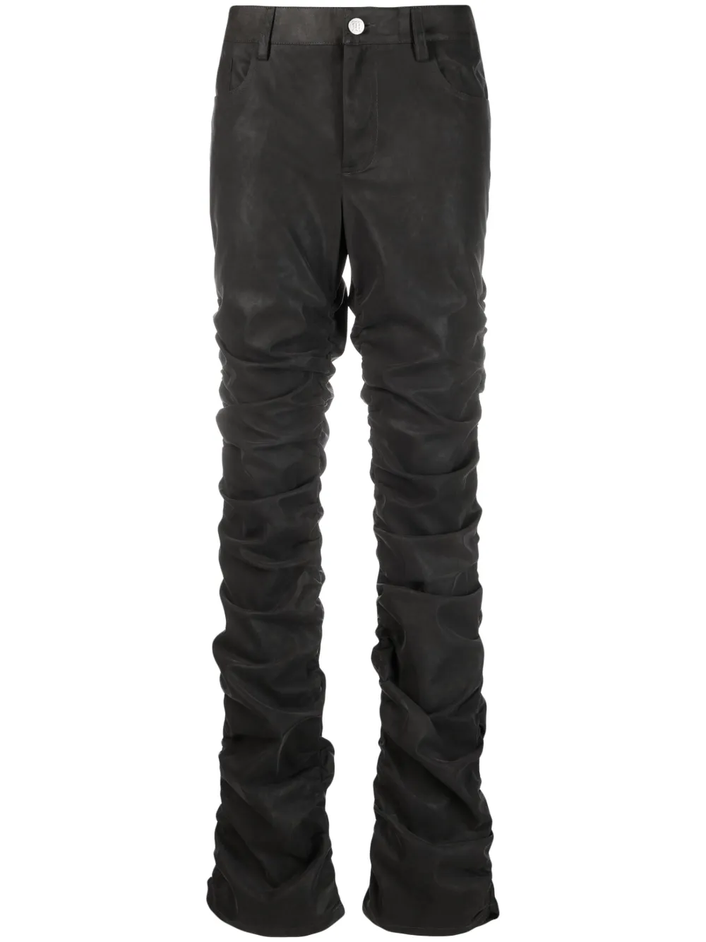 MISBHV pantalon en cuir vegan à fronces | gris | Image 1