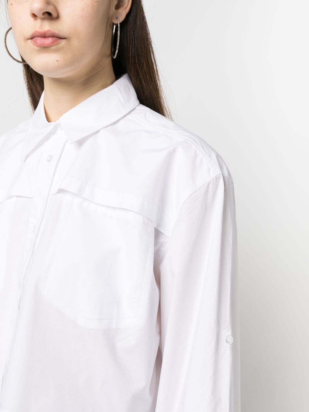 Shop Remain Long-sleeve Cropped Shirt In Weiss