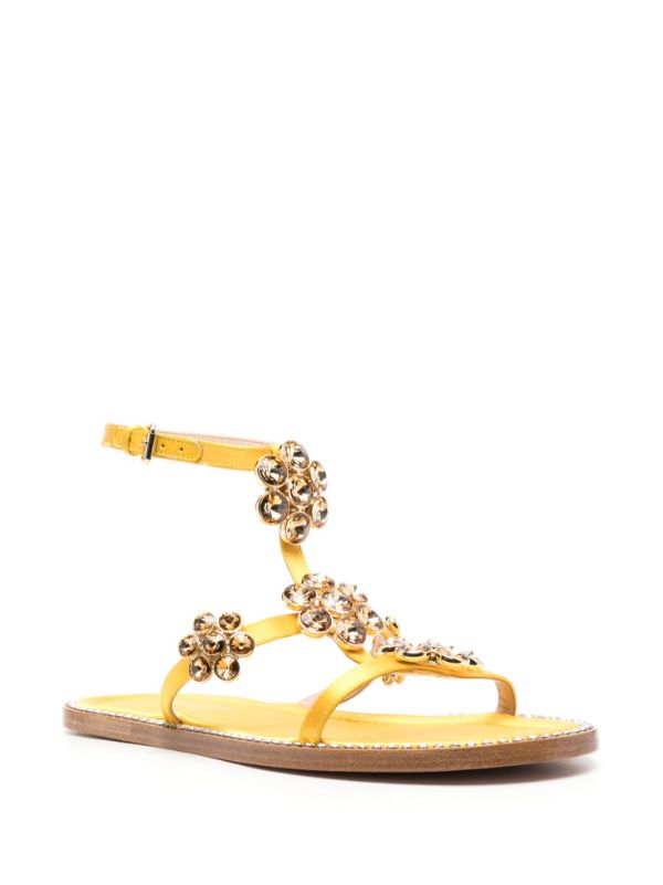 Gold embellished flat online sandals