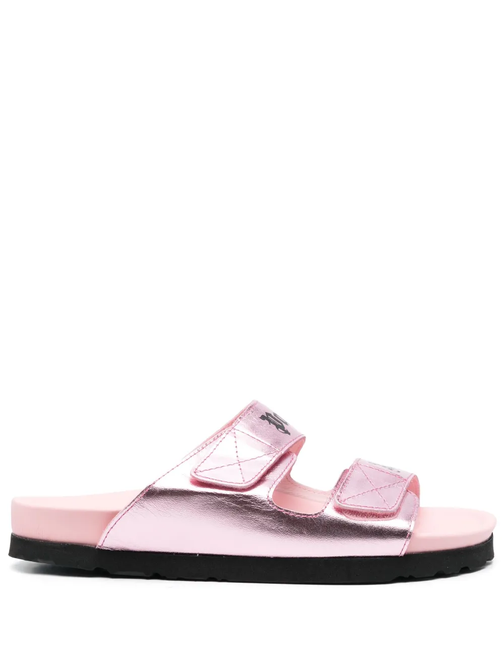 Palm Angels Leather Logo Sandals In Rosa