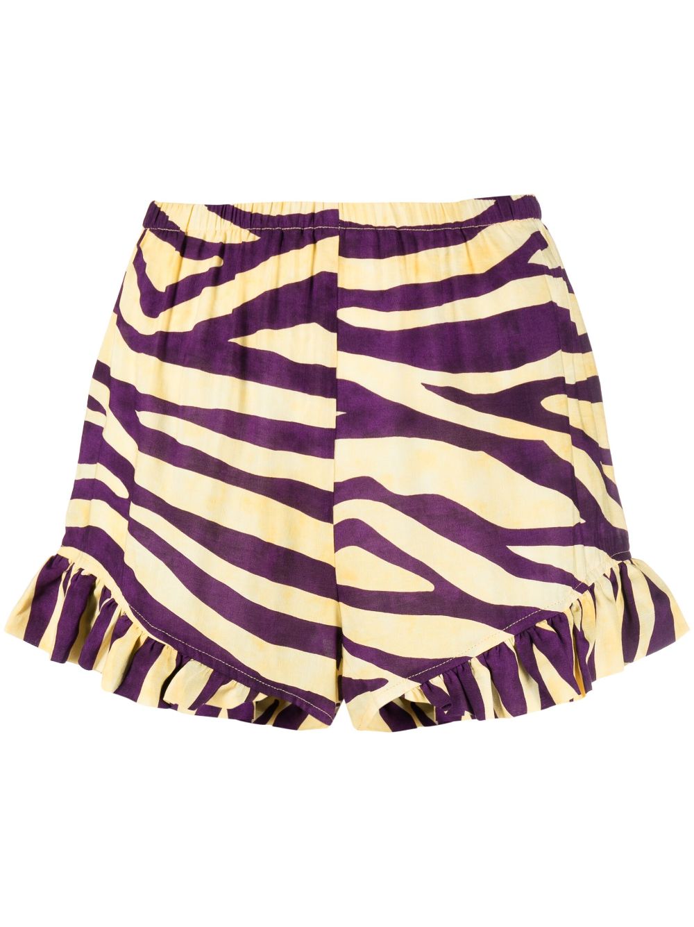 zebra-print ruffle-hem shorts
